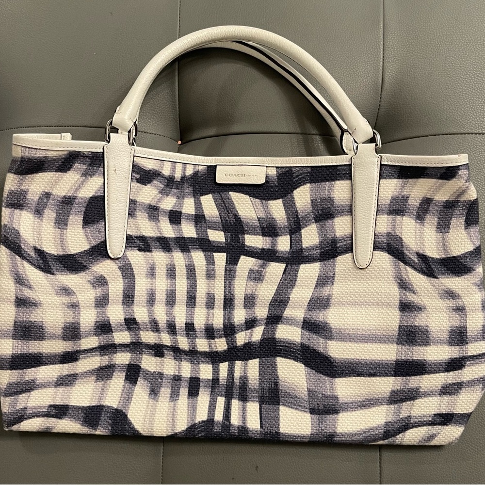 Coach Women's Black and White Striped Tote